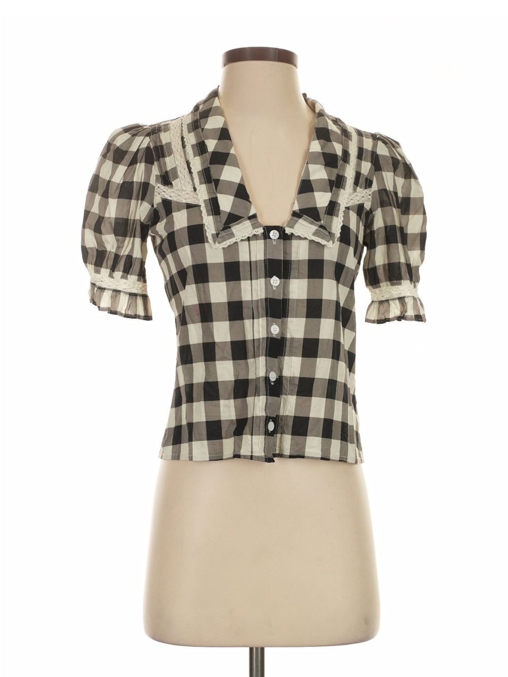 ISO: Reformation Gingham Collared Short Sleeve Top